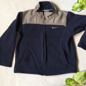 Nike Fleece Zip-up. Size 6. Navy and Grey.